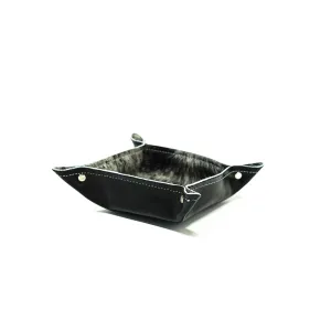 Mini Tray - Glossed Black Leather w/ Salt N' Pepper