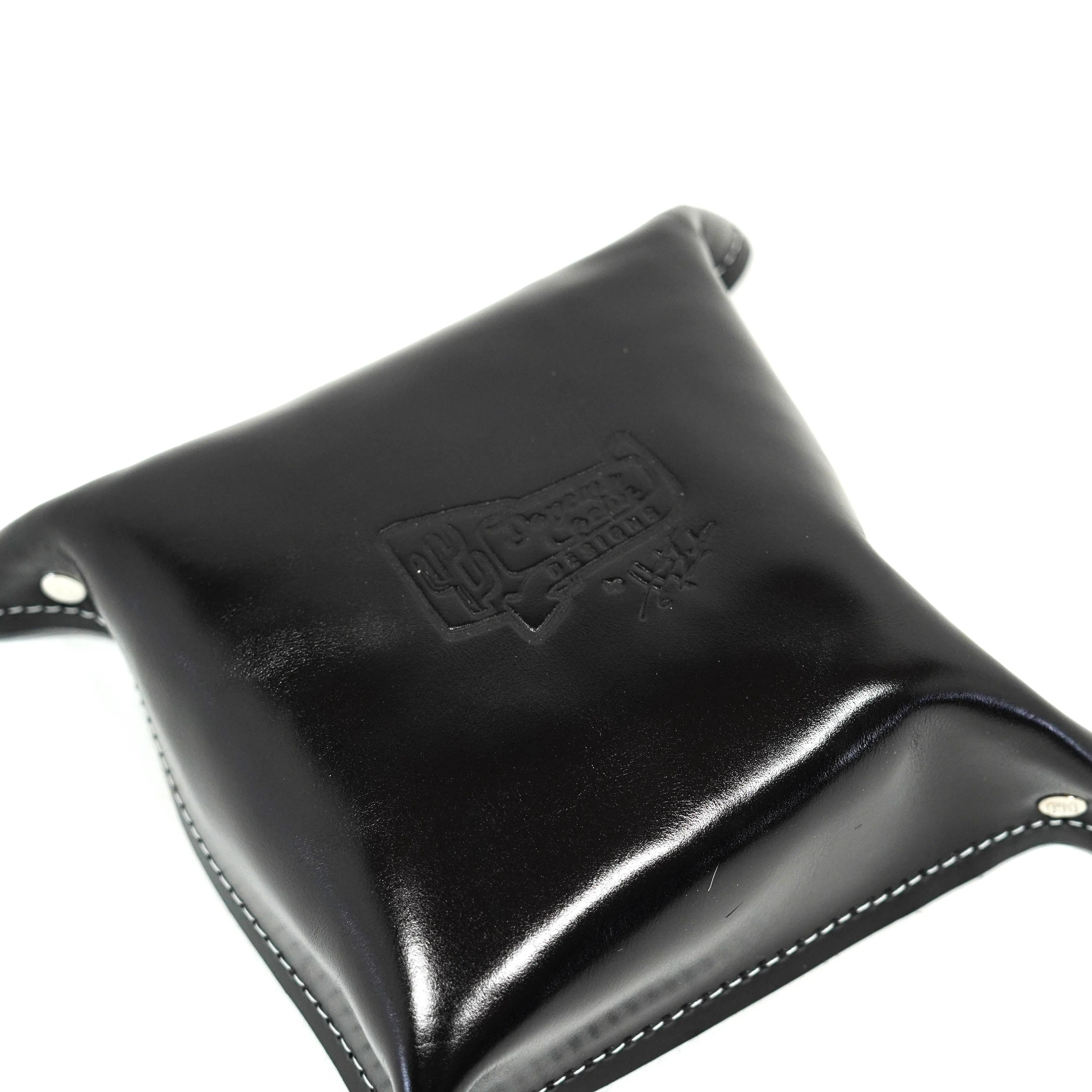 Mini Tray - Glossed Black Leather w/ Salt N' Pepper