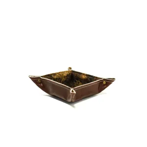 Mini Tray - Glossed Chocolate Leather w/ Two-Tone Brindle