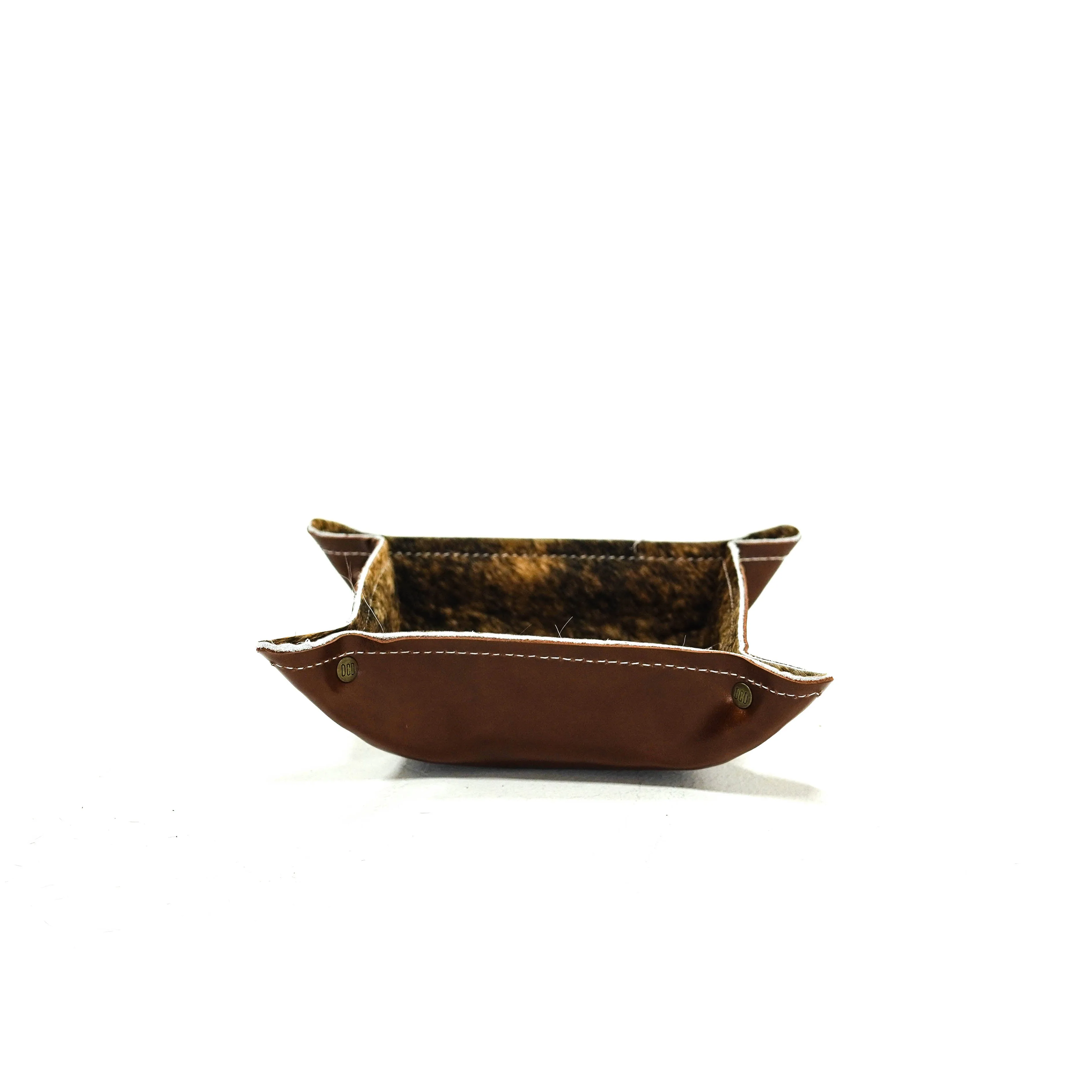 Mini Tray - Glossed Chocolate Leather w/ Two-Tone Brindle