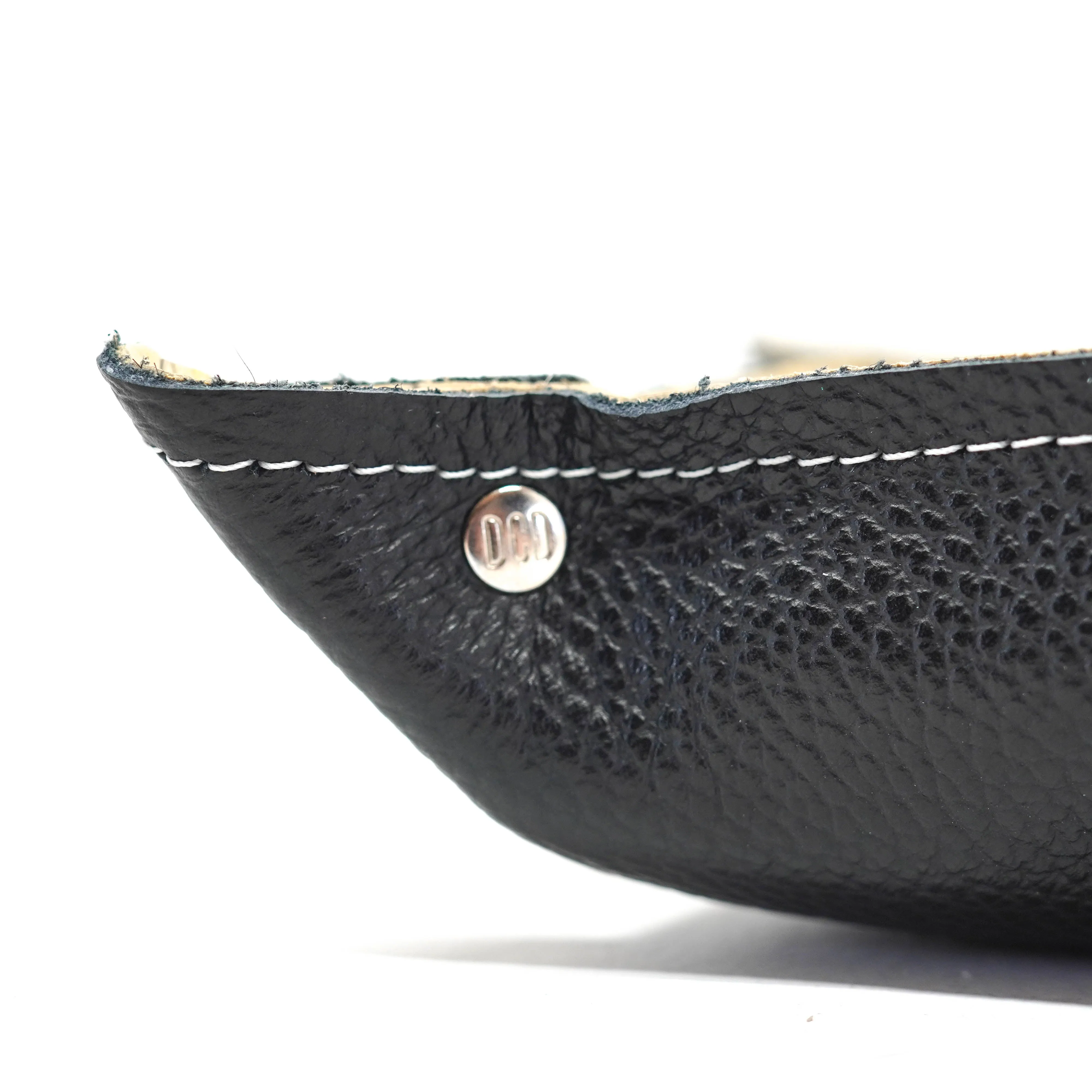 Mini Tray - Pebbled Black Leather w/ Ivory Croc