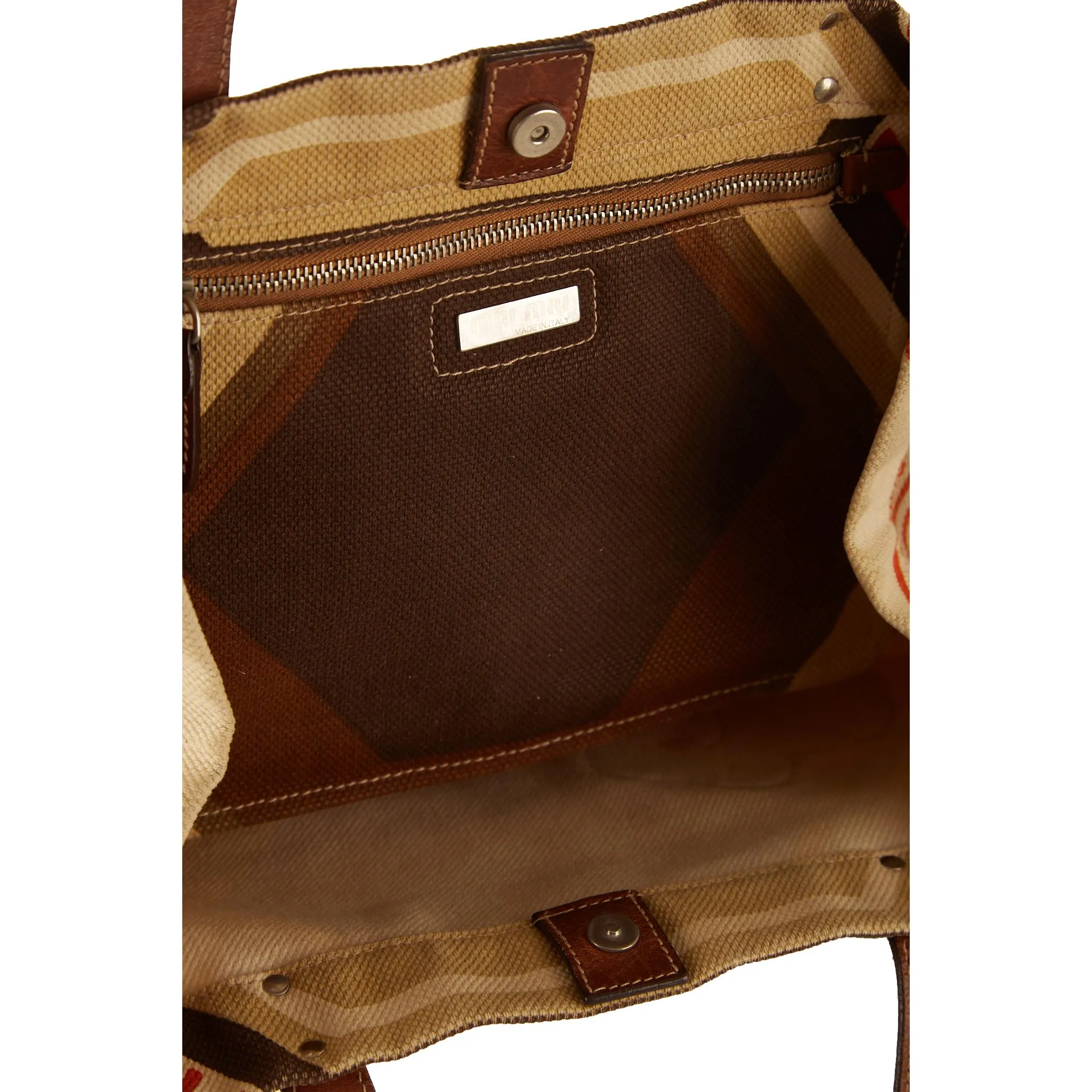 Miu Miu Brown Canvas Shoulder Bag
