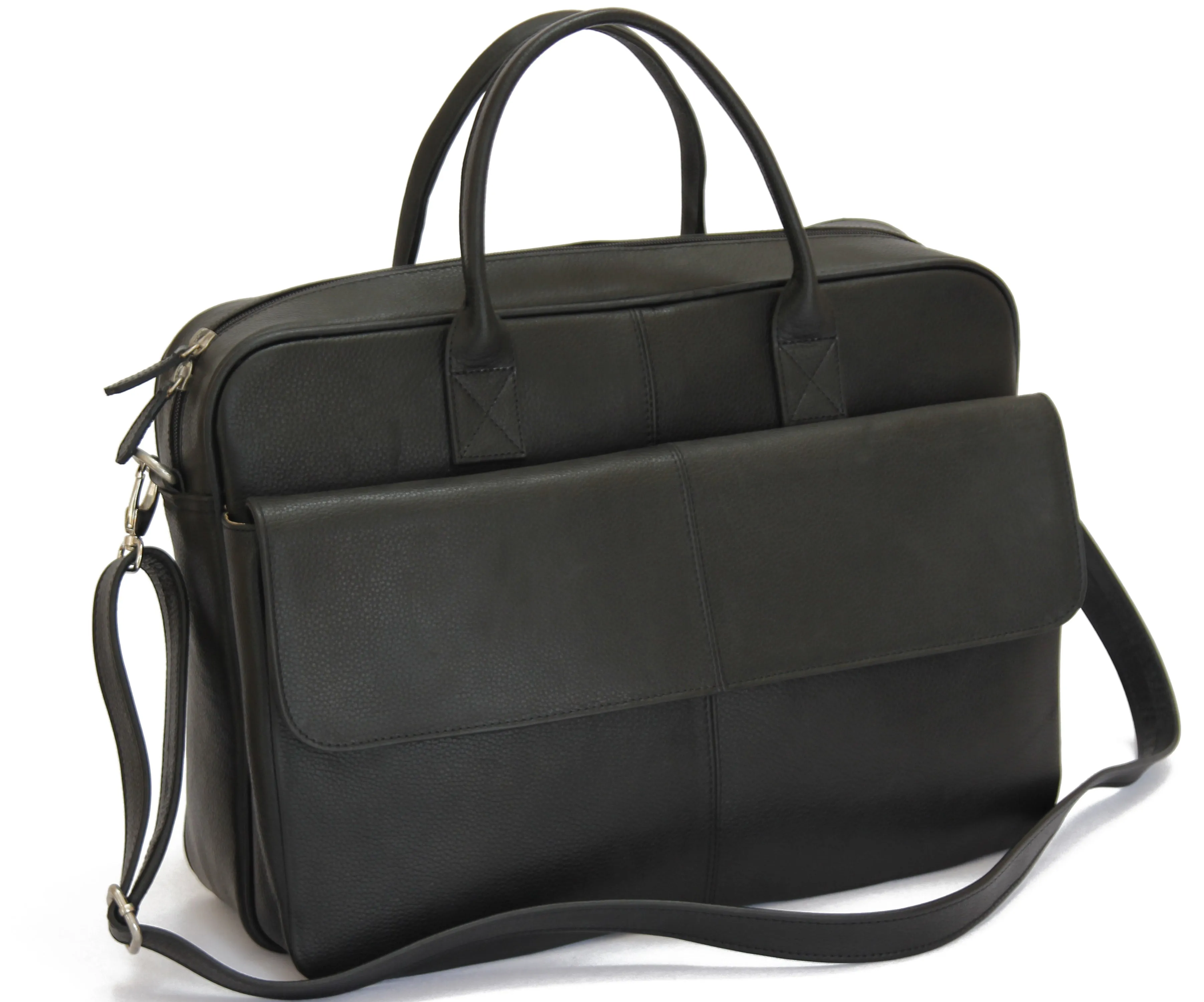 MJ Room BRUNO Leather Black  Briefcase Satchel