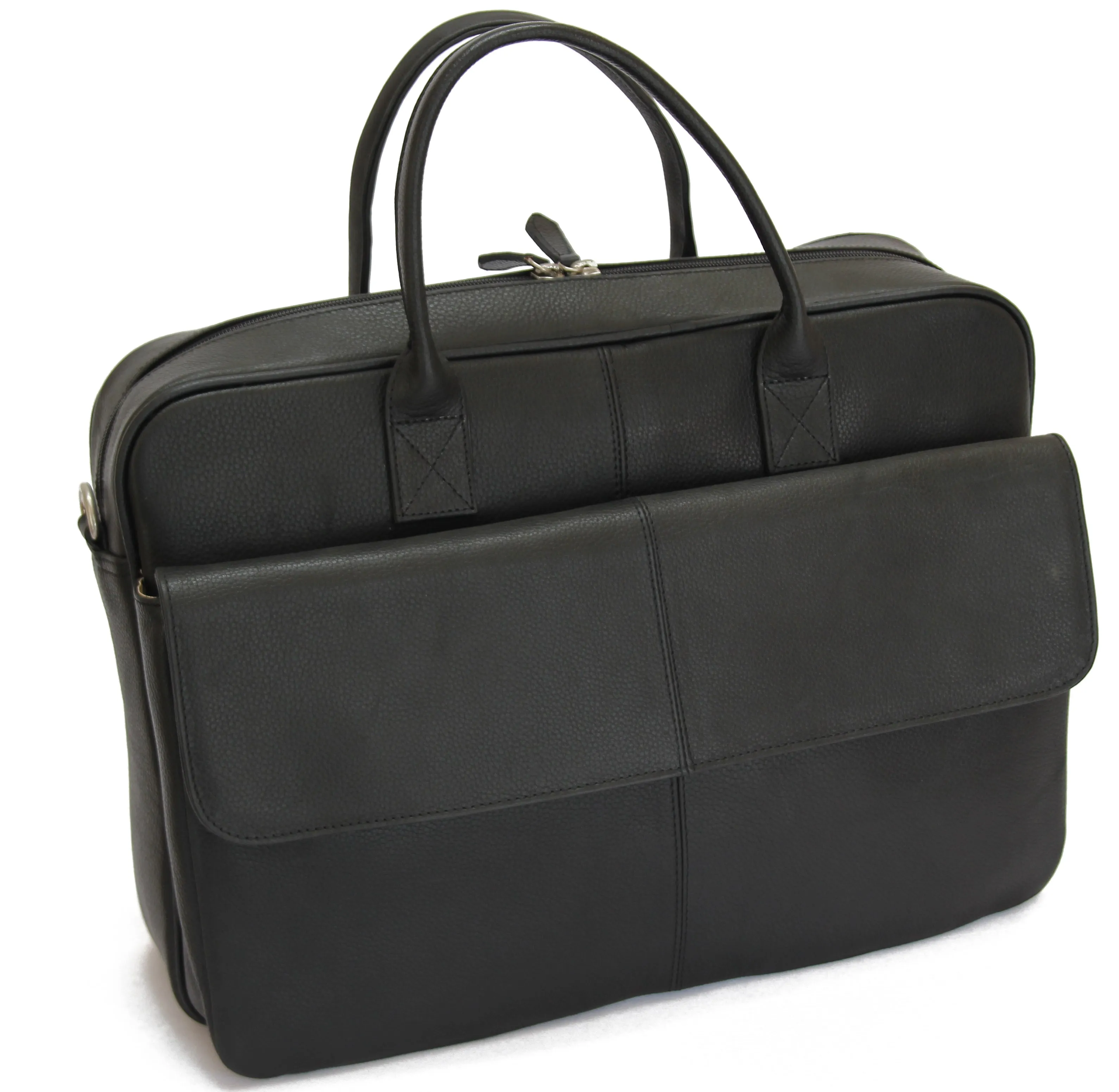 MJ Room BRUNO Leather Black  Briefcase Satchel
