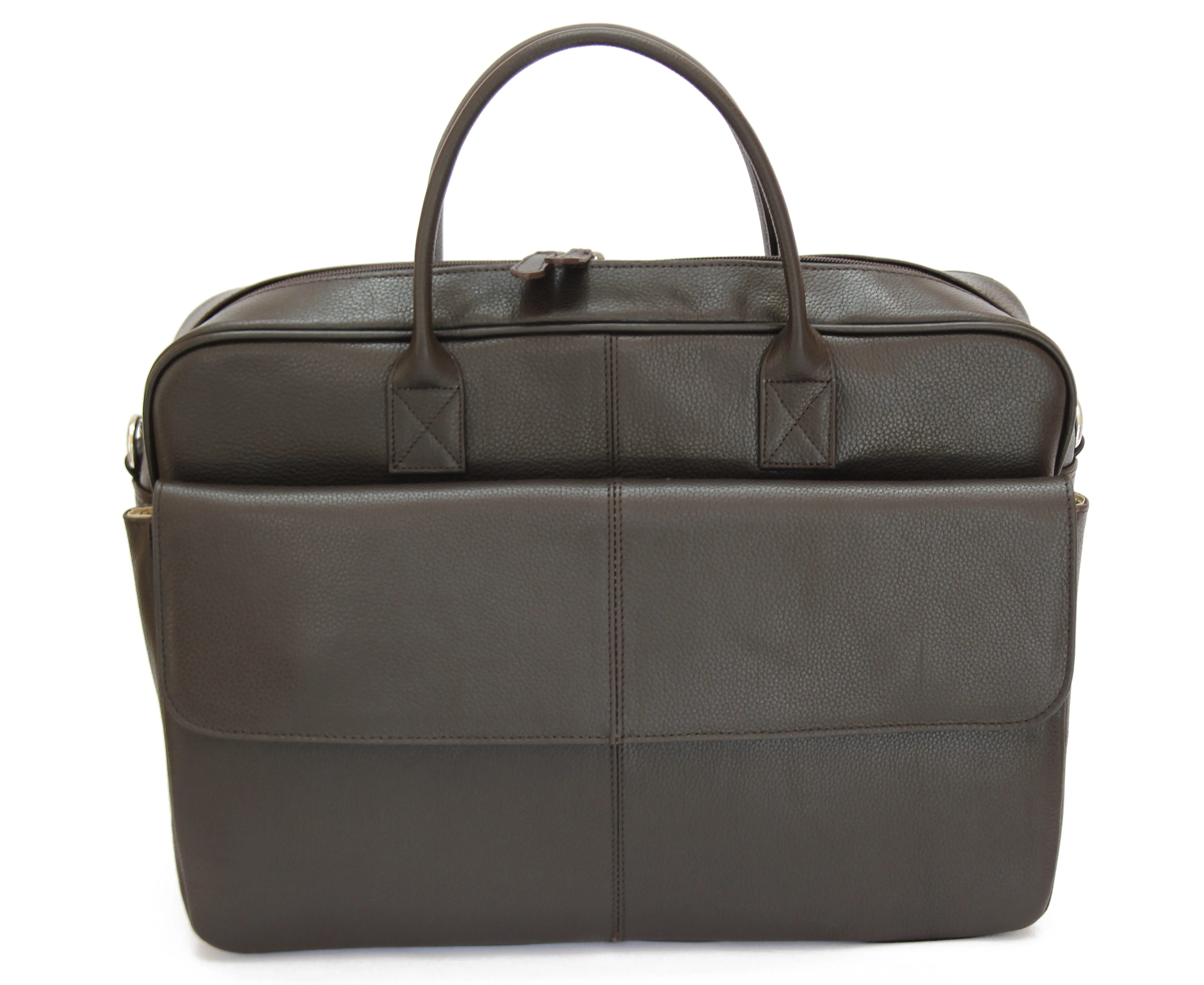 MJ Room BRUNO Leather Brown Messenger Briefcase