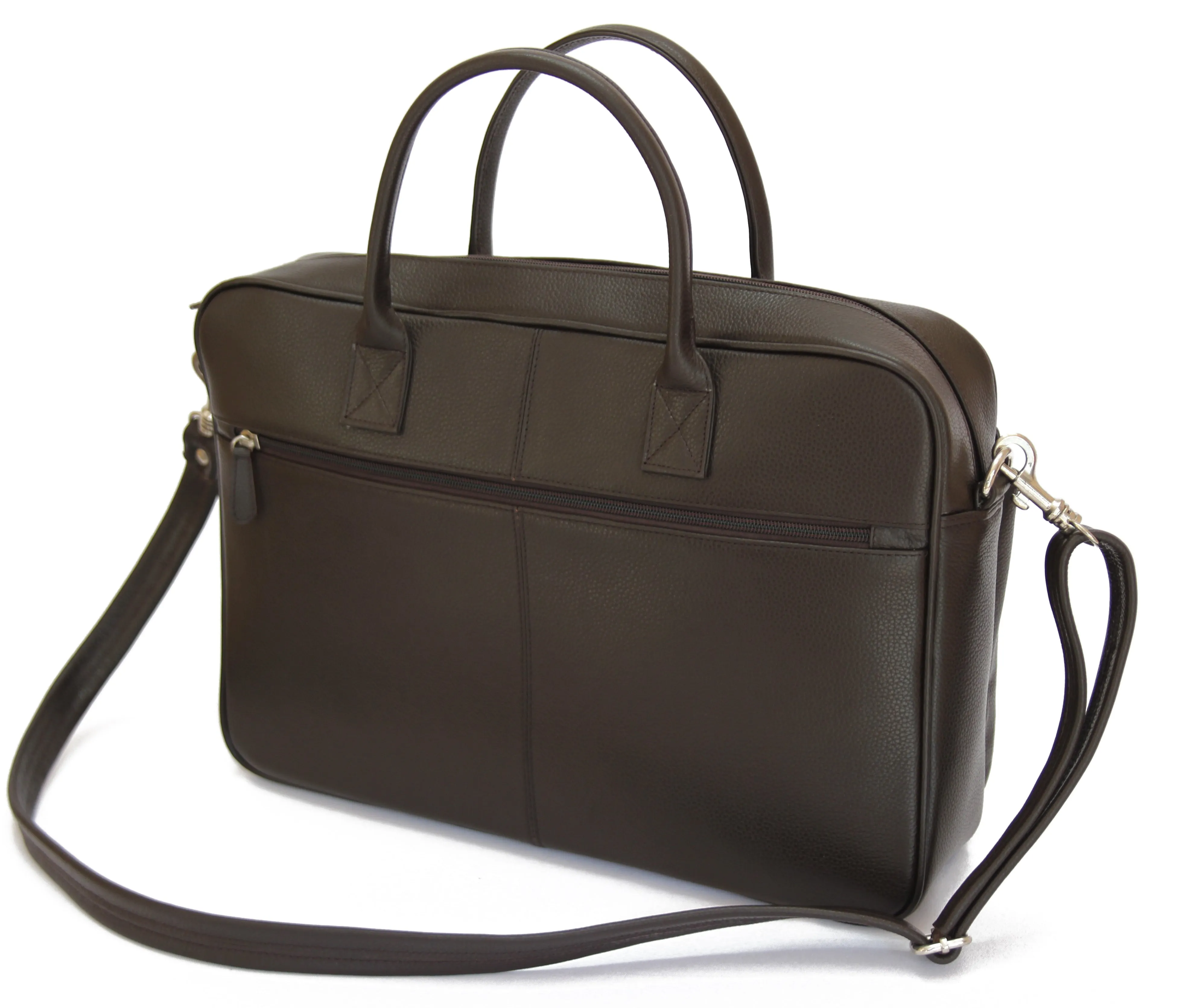 MJ Room BRUNO Leather Brown Messenger Briefcase