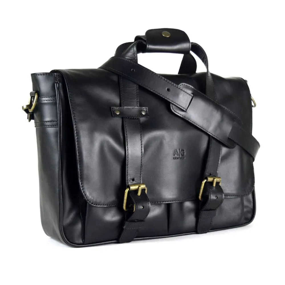 Montana Portfolio XL Briefcase Legal Size in Black Leather - Harley Logo - Final Sale: No Returns or Exchanges - 35% off