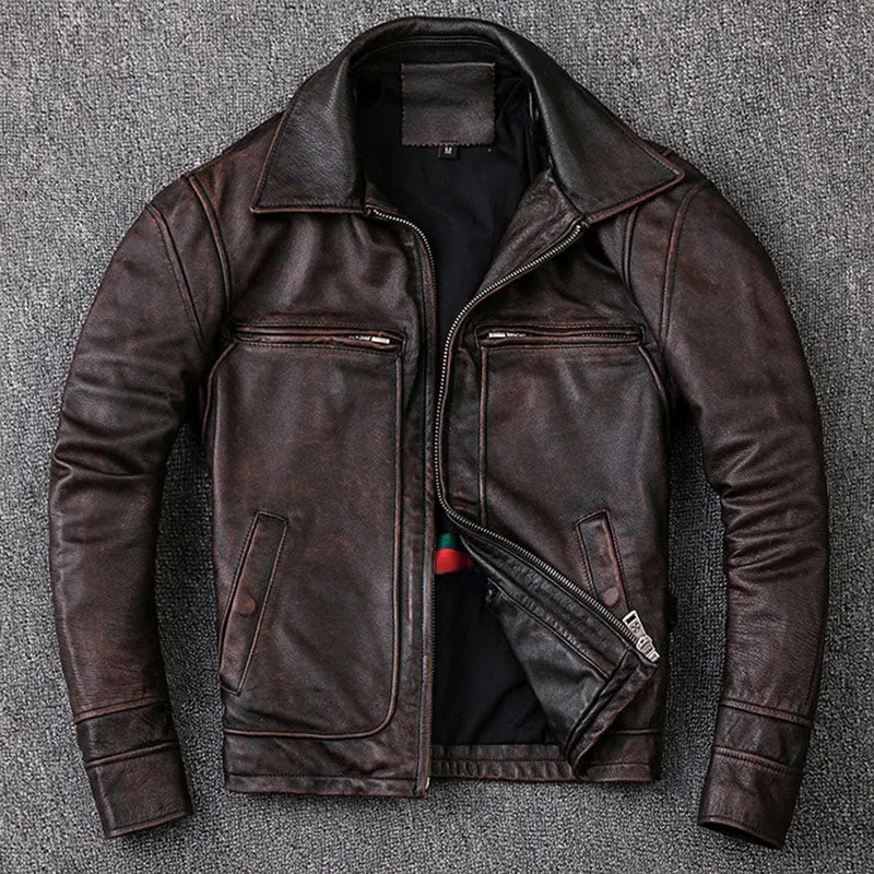 Natural Edge Cowhide Classic Men's Coat