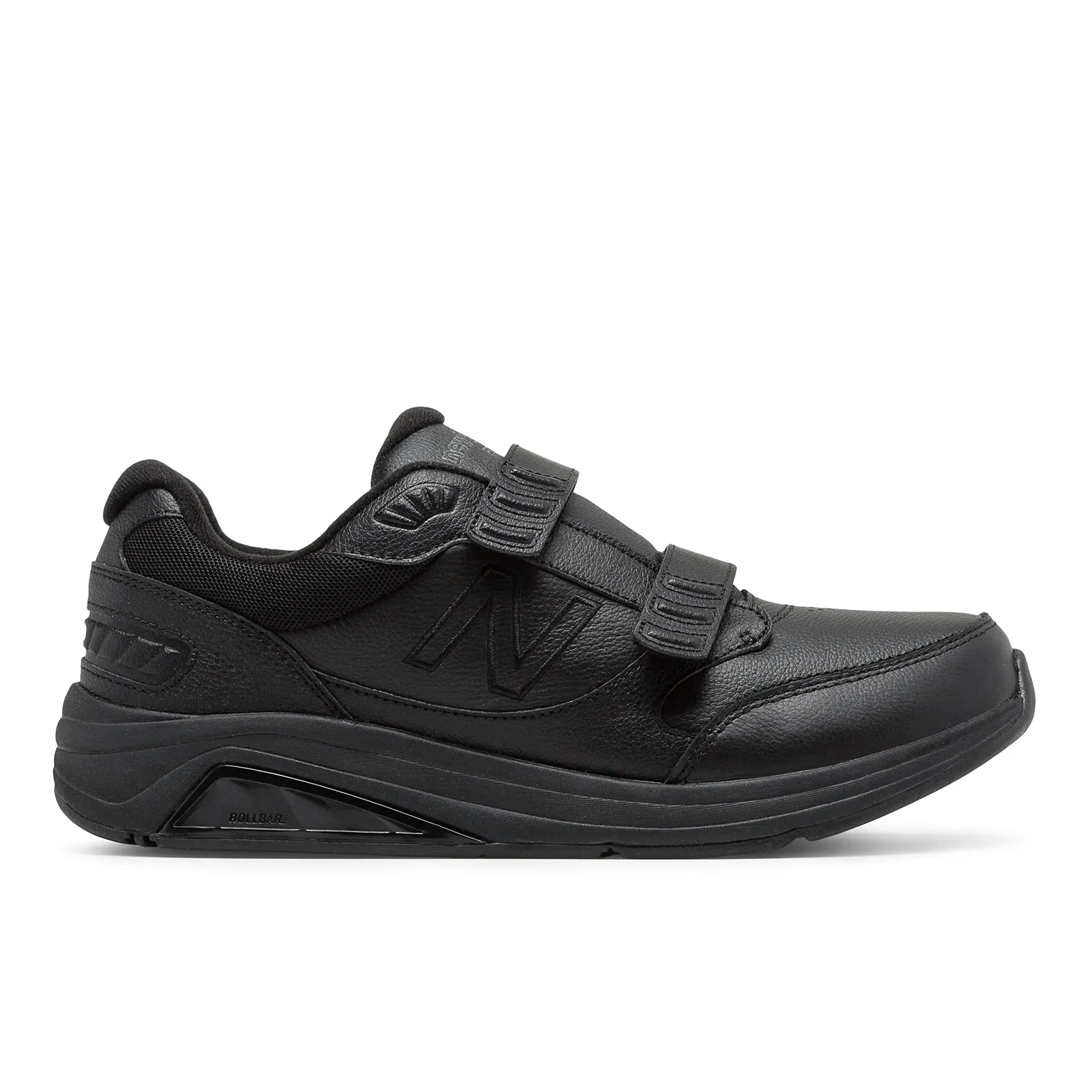 New Balance Men's Hook and Loop Leather 928v3 Walking Shoes in BLACK