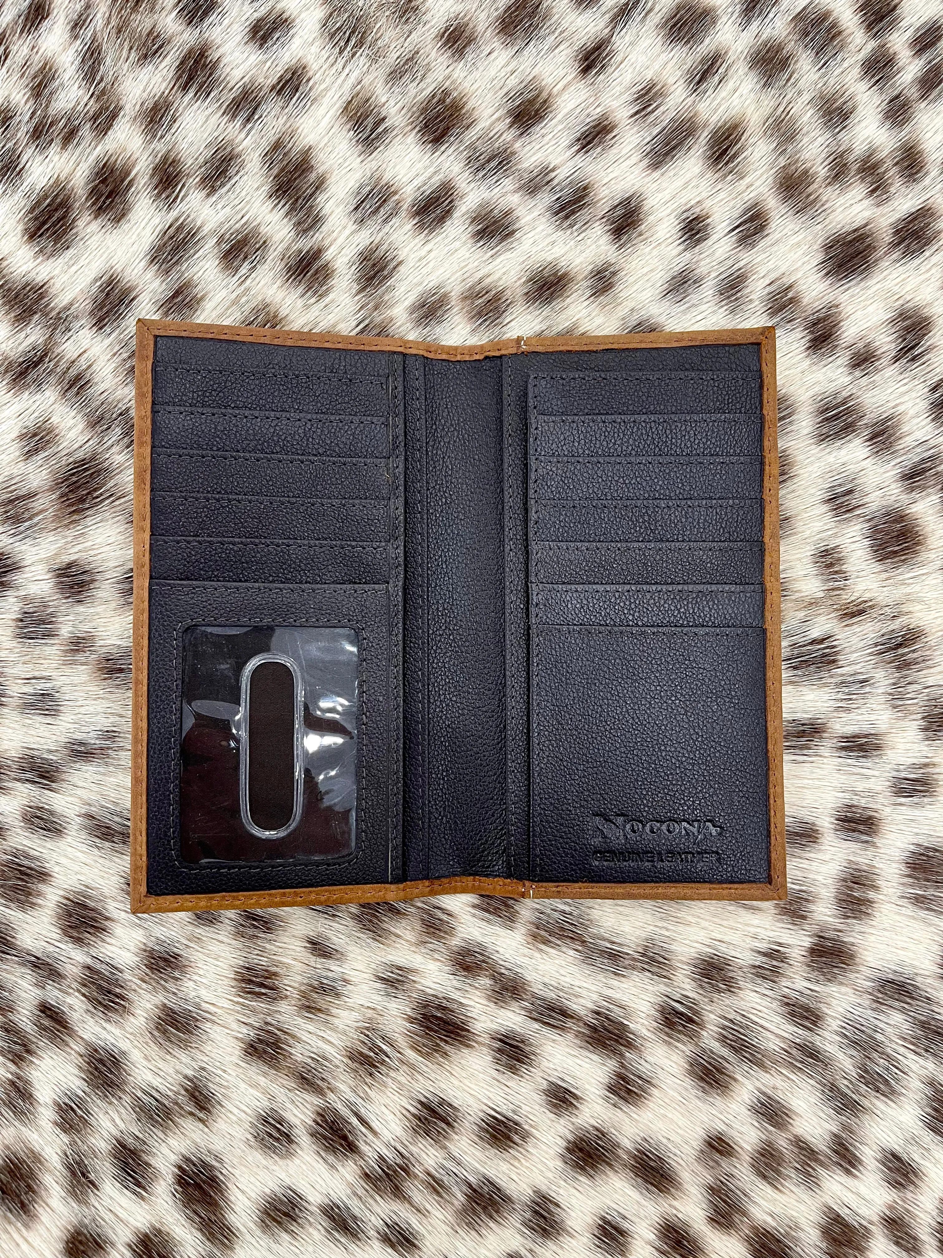 Nocona Wallets Men's Leather Floral Buck Laced Brown Money Clip N5415302