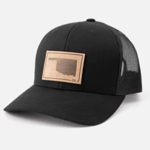 Oklahoma Silhouette Hat | Leather Patch Trucker Hat