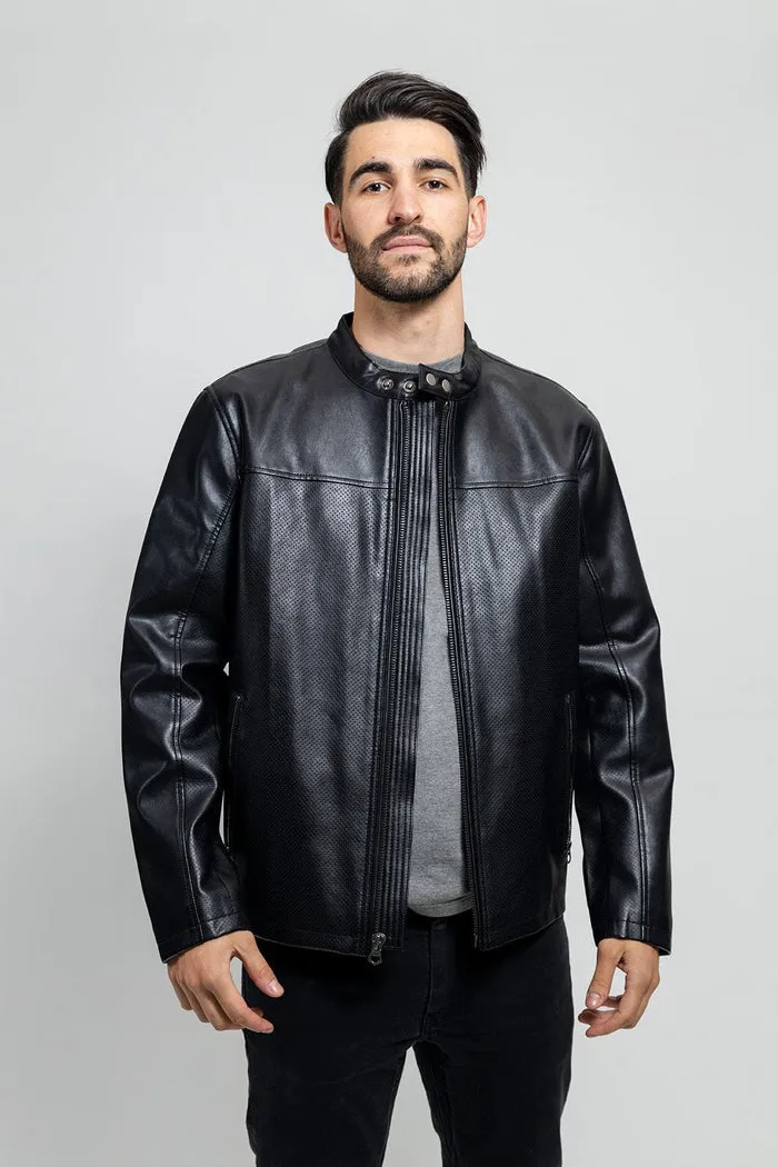 Oliver - Men's Vegan Faux/Perforated Leather Jacket