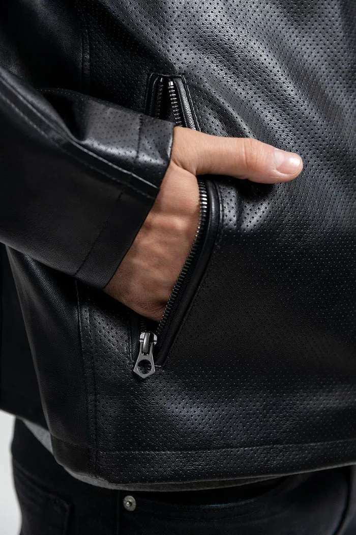 Oliver - Men's Vegan Faux/Perforated Leather Jacket