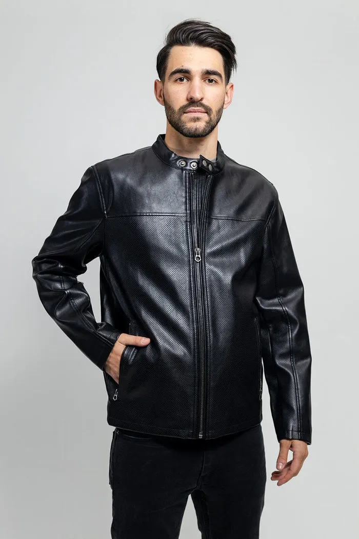 Oliver - Men's Vegan Faux/Perforated Leather Jacket