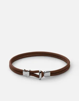Orson Loop Leather Bracelet, Sterling Silver