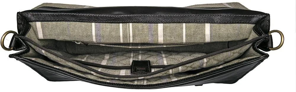 Parker Men's Leather Laptop Briefcase Black