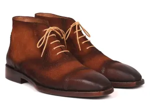 Paul Parkman Brown Suede Cap Toe Boots