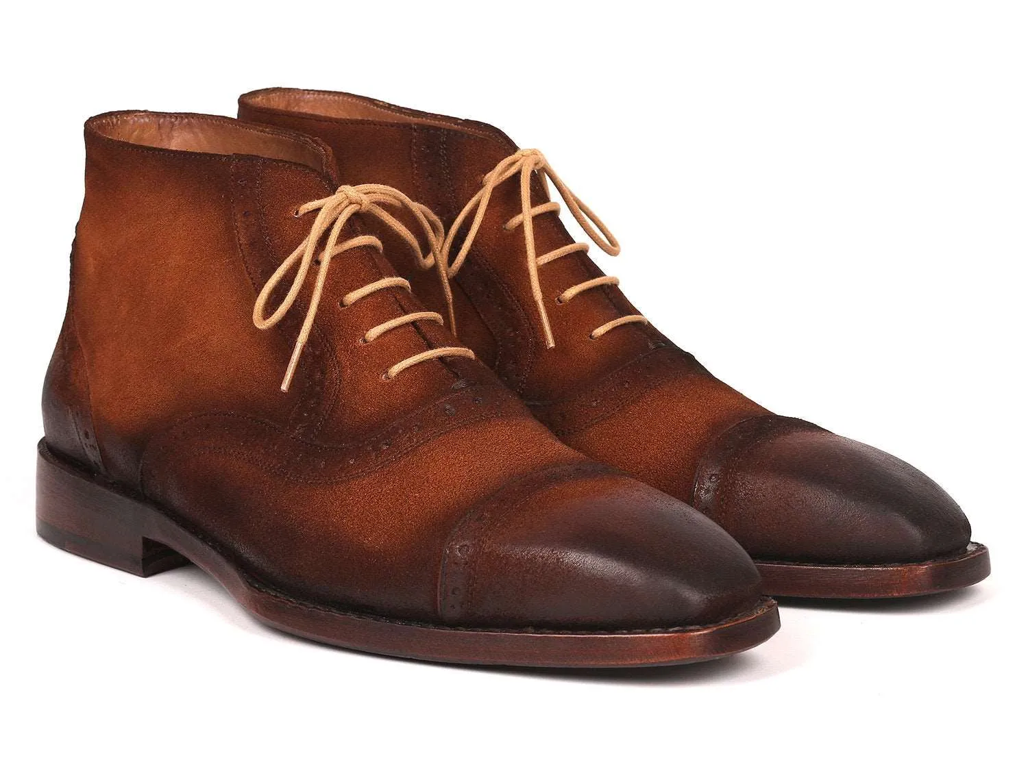Paul Parkman Brown Suede Cap Toe Boots