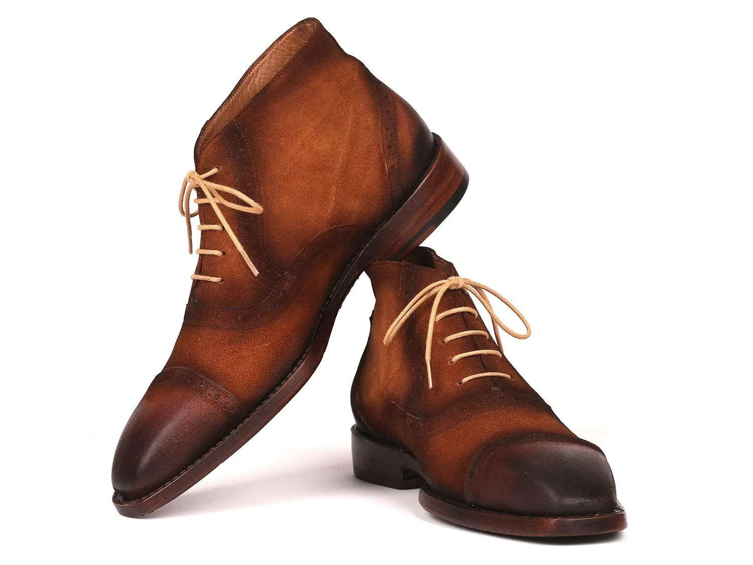Paul Parkman Brown Suede Cap Toe Boots
