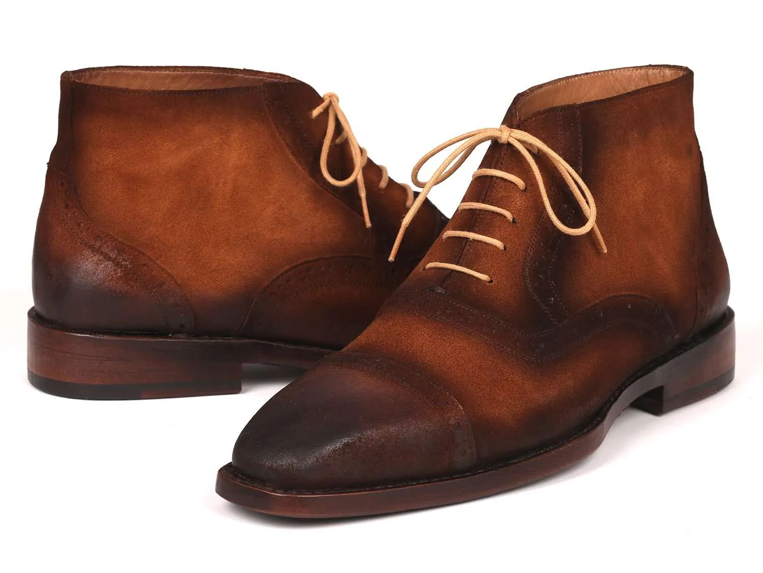 Paul Parkman Brown Suede Cap Toe Boots