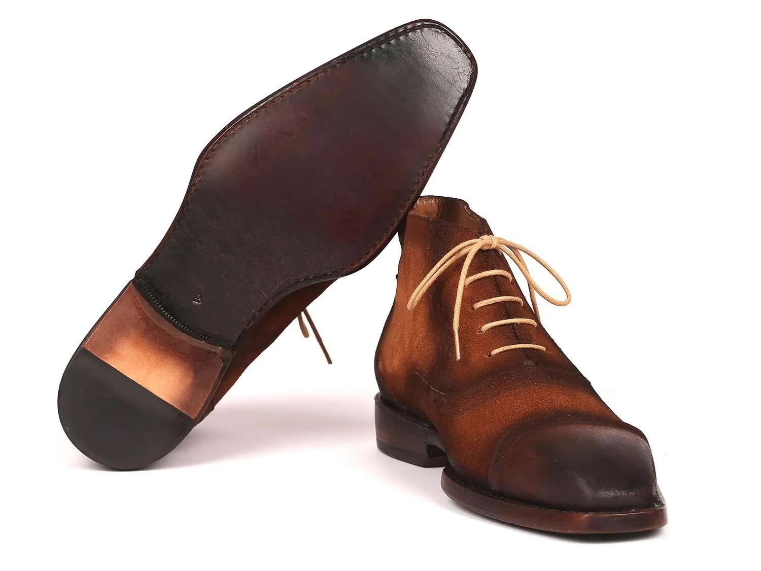 Paul Parkman Brown Suede Cap Toe Boots