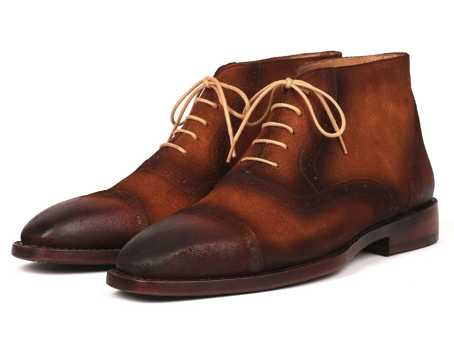 Paul Parkman Brown Suede Cap Toe Boots
