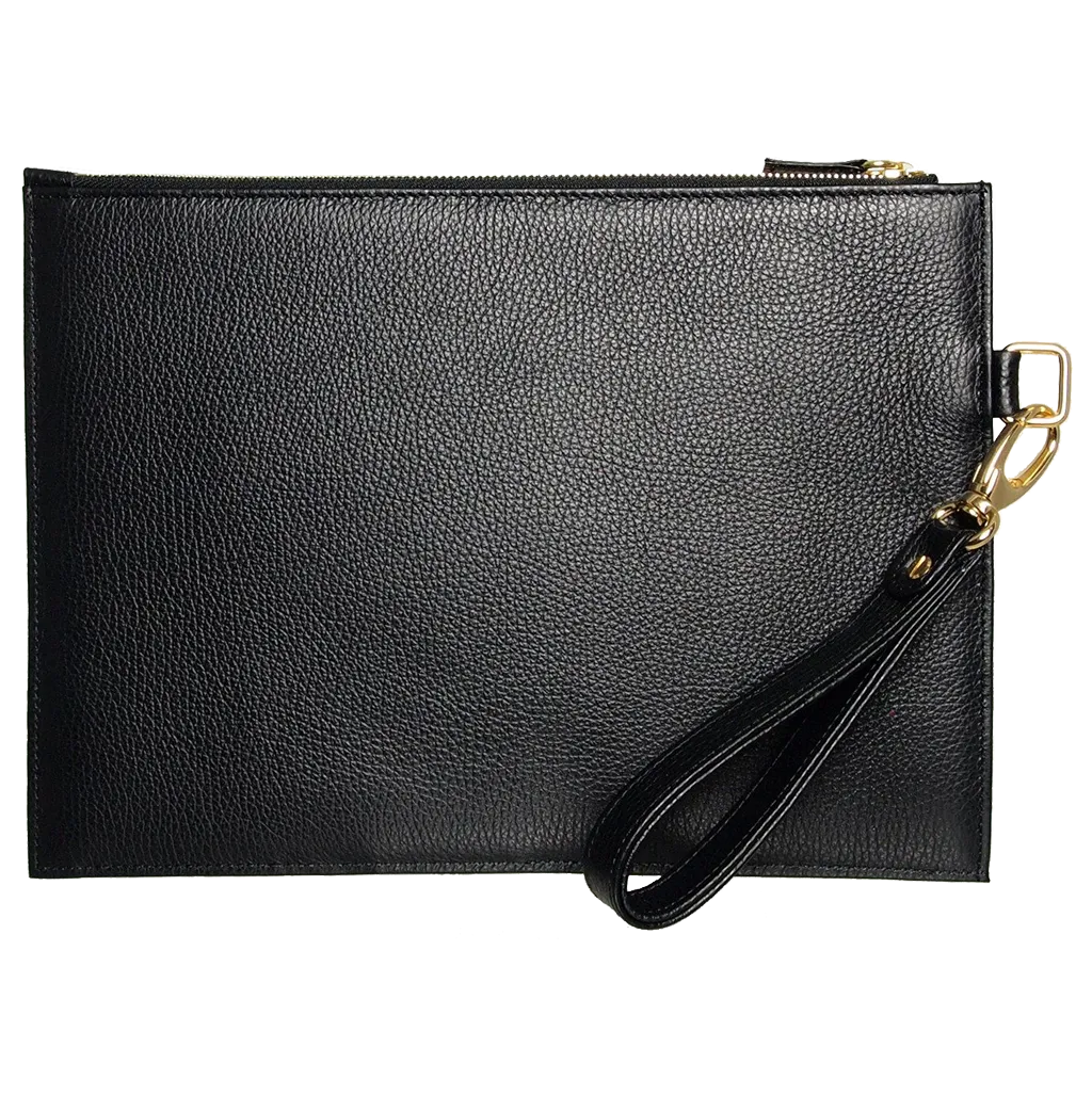 Pebbled Leather Folio Black