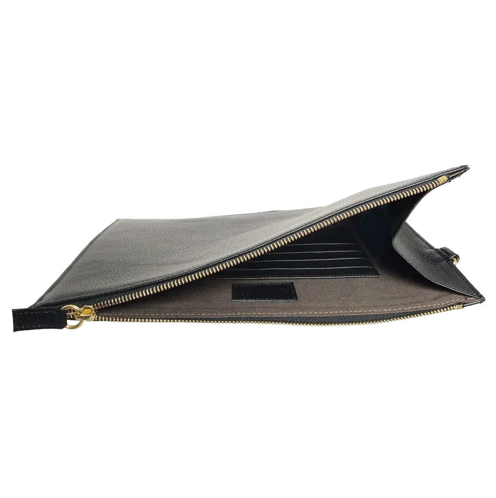 Pebbled Leather Folio Black