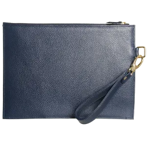 Pebbled Leather Folio Navy