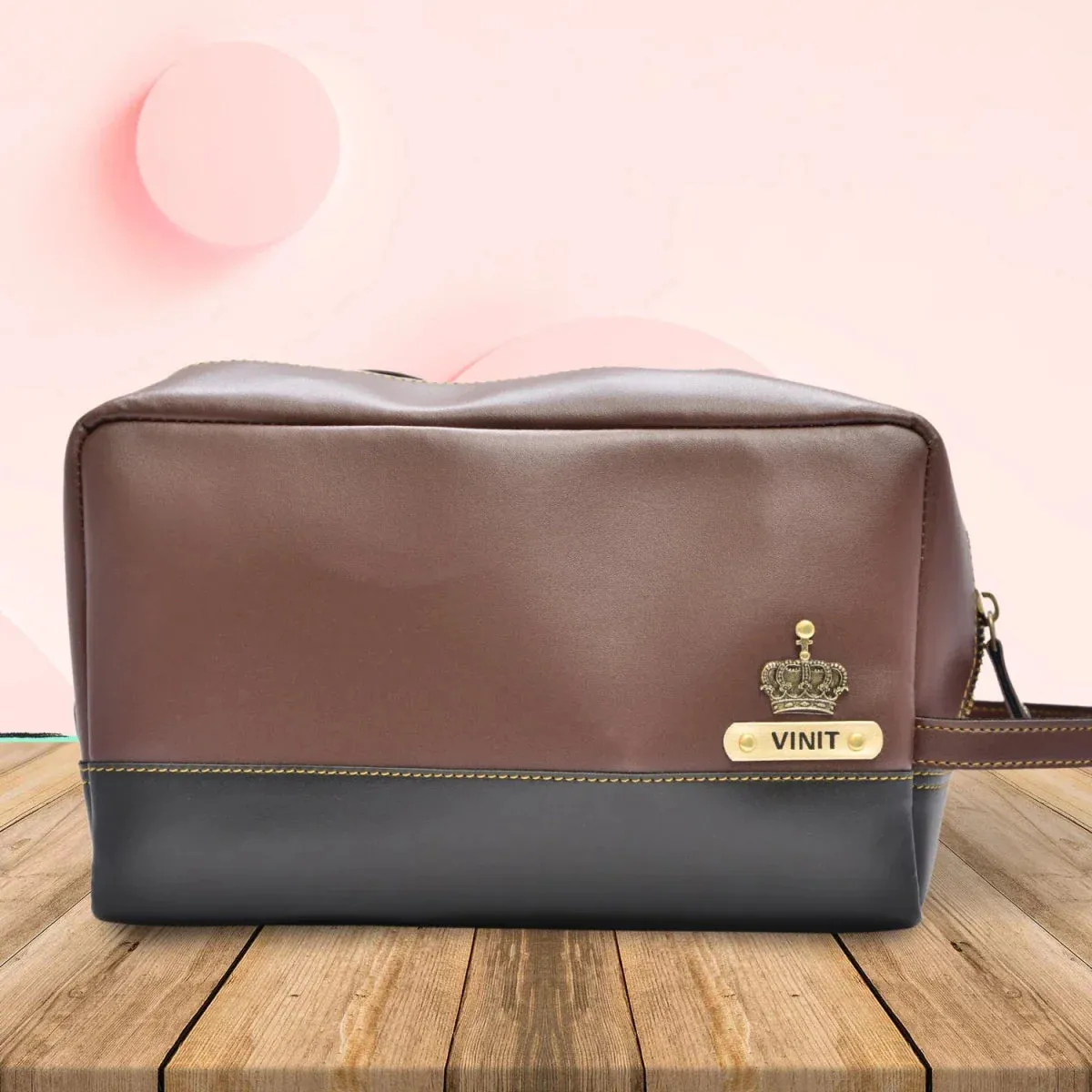 Personalized Dopp Kit- Washbag - Brown