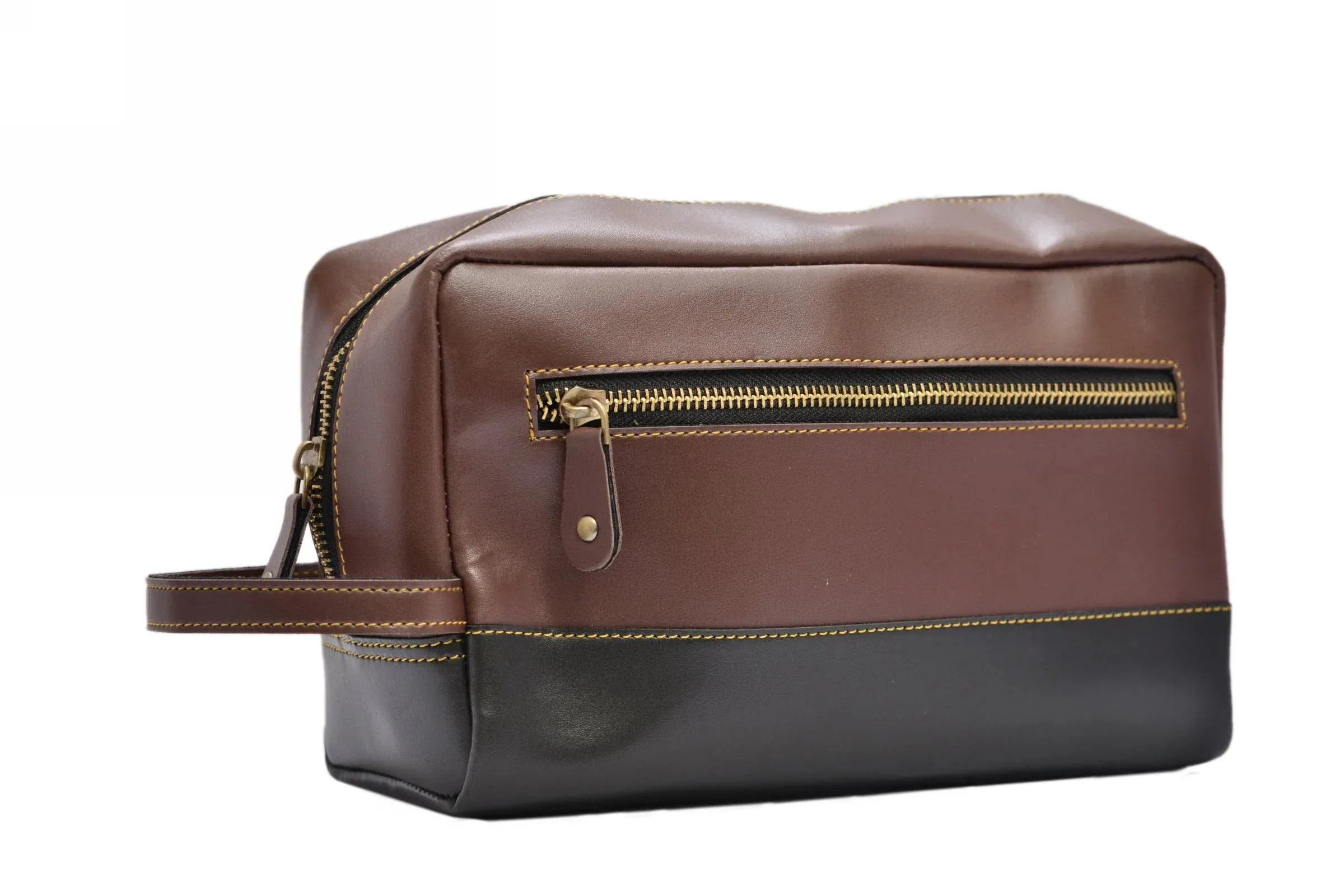 Personalized Dopp Kit- Washbag - Brown