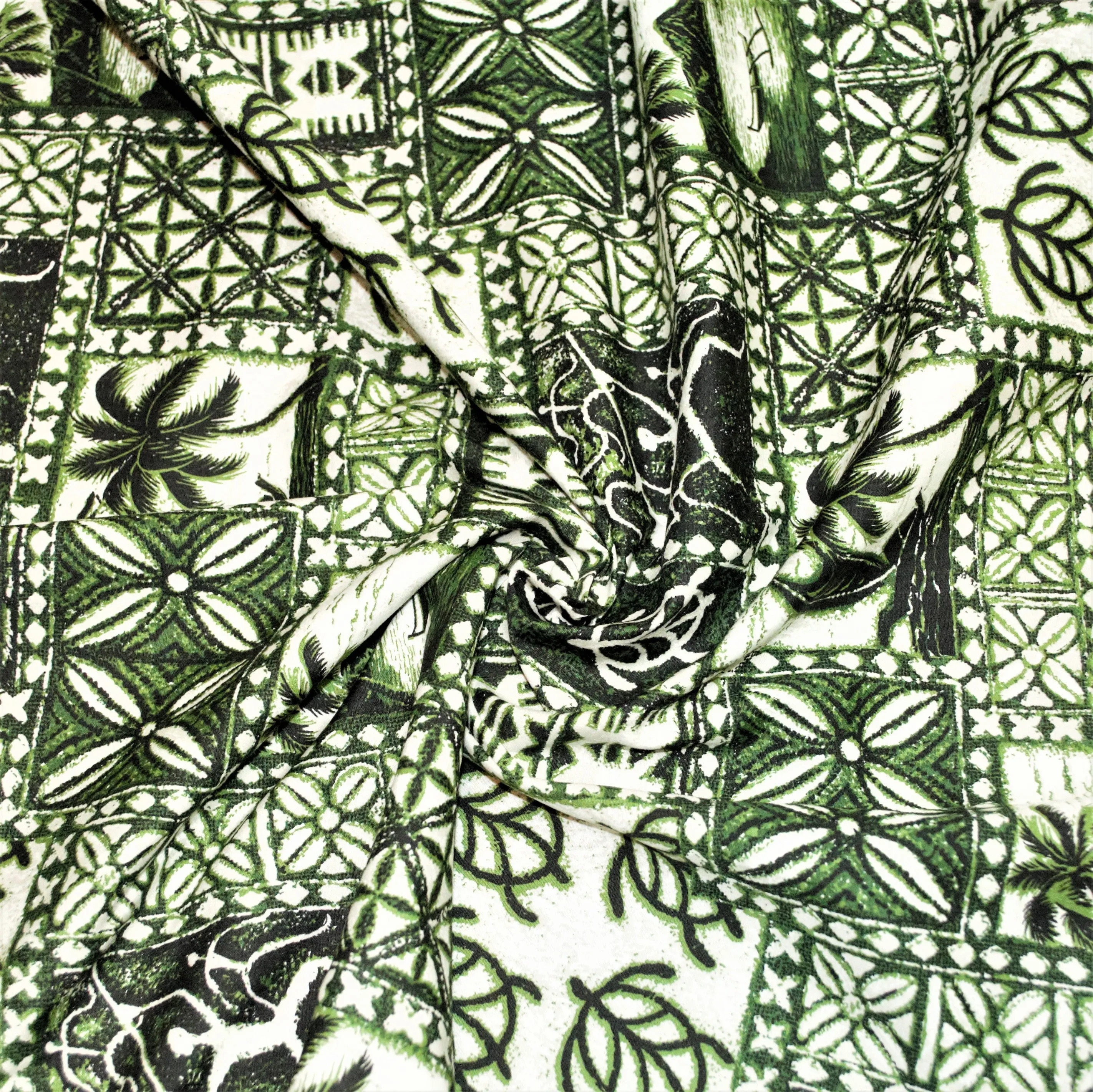 Petroglyph Paddler and Honu Green on White
