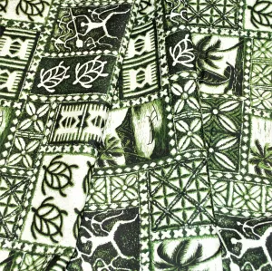 Petroglyph Paddler and Honu Green on White