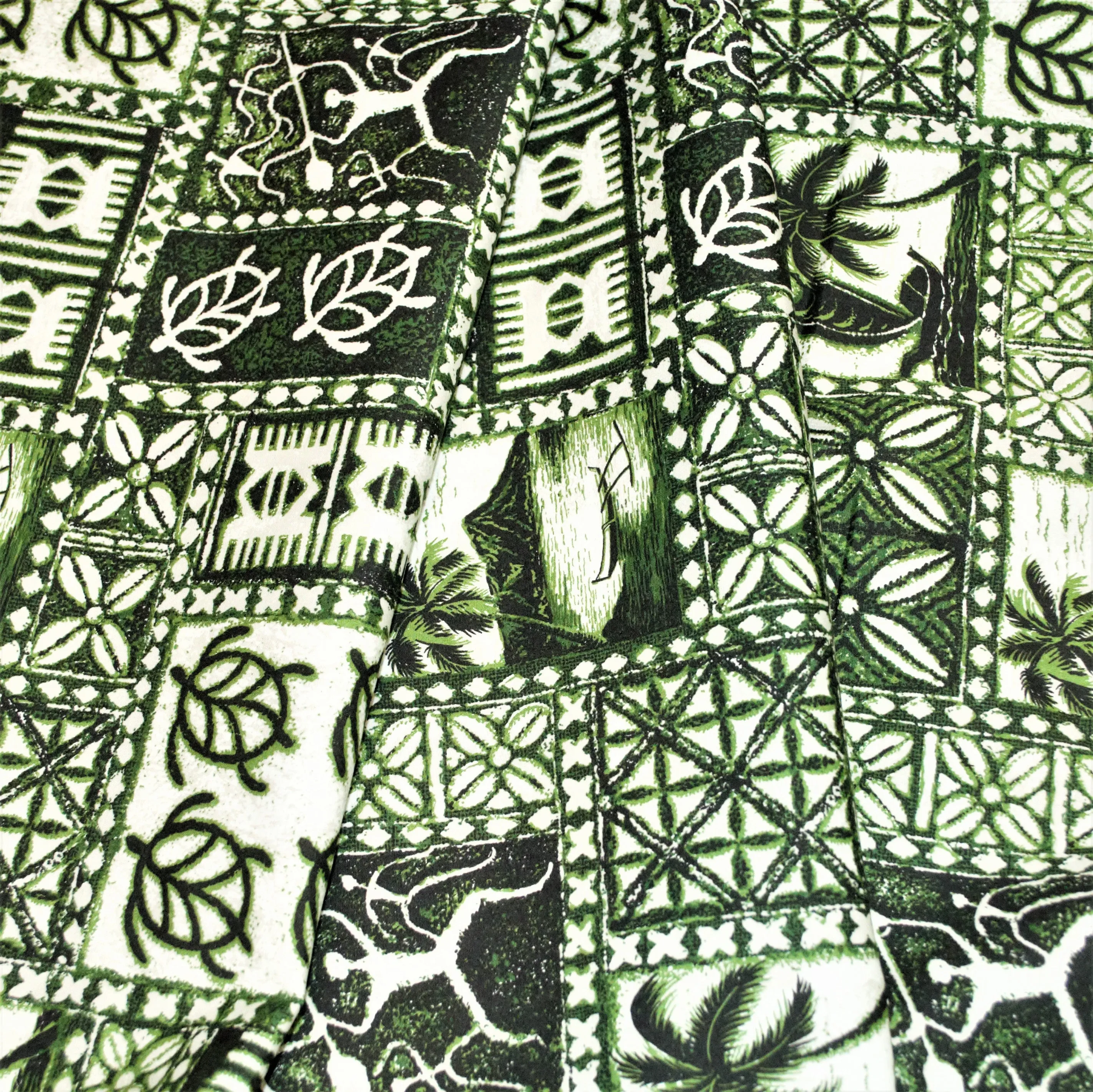 Petroglyph Paddler and Honu Green on White