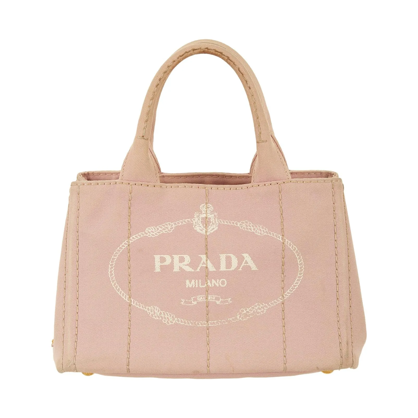 Prada Baby Pink Logo Canapa Tote