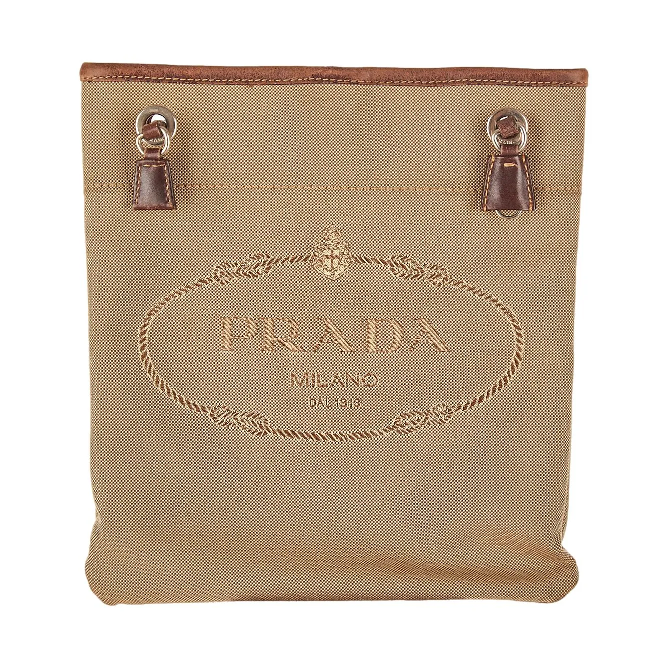 Prada Brown Canvas Logo Crossbody