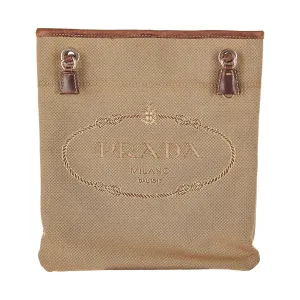Prada Brown Canvas Logo Crossbody