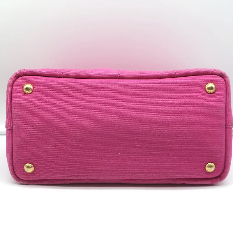 Prada Canapa Logo Tote Pink Canvas Small Shoulder Bag
