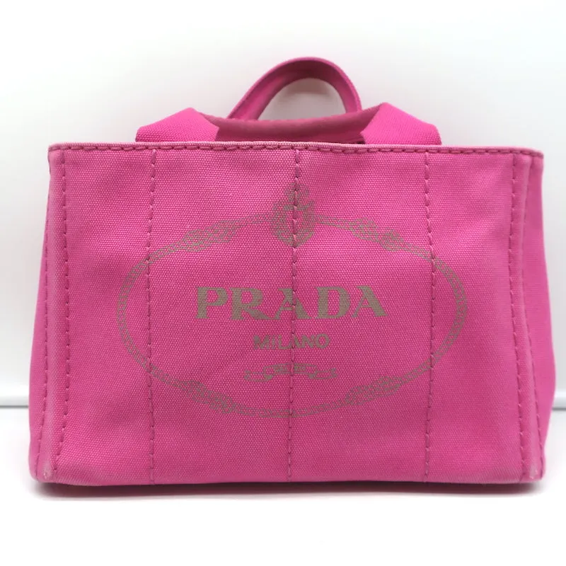 Prada Canapa Logo Tote Pink Canvas Small Shoulder Bag