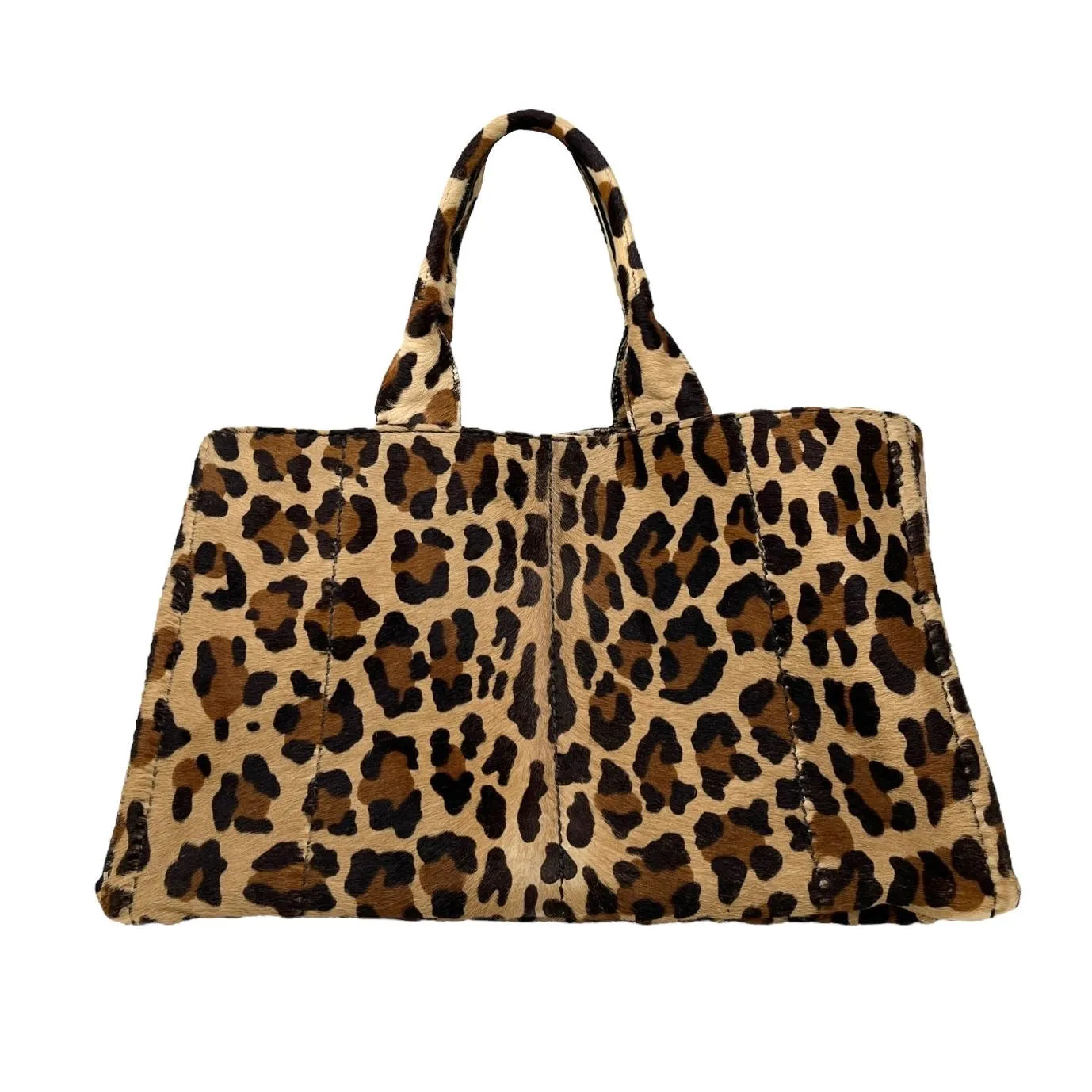 Prada Cheetah Print Canvas Top Handle Bag