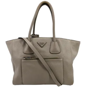 PRADA Leather Tote Shoulder Bag Tan