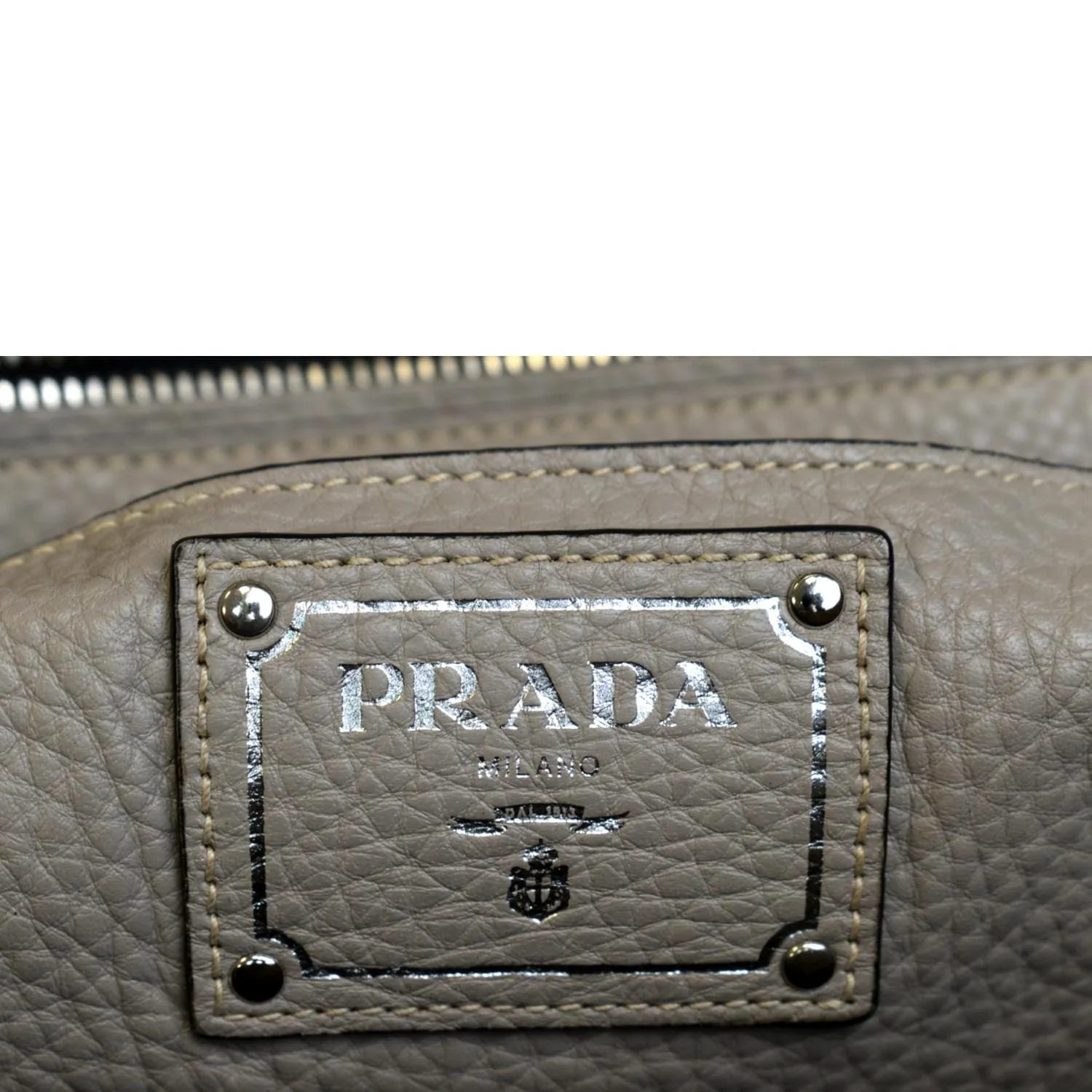 PRADA Leather Tote Shoulder Bag Tan