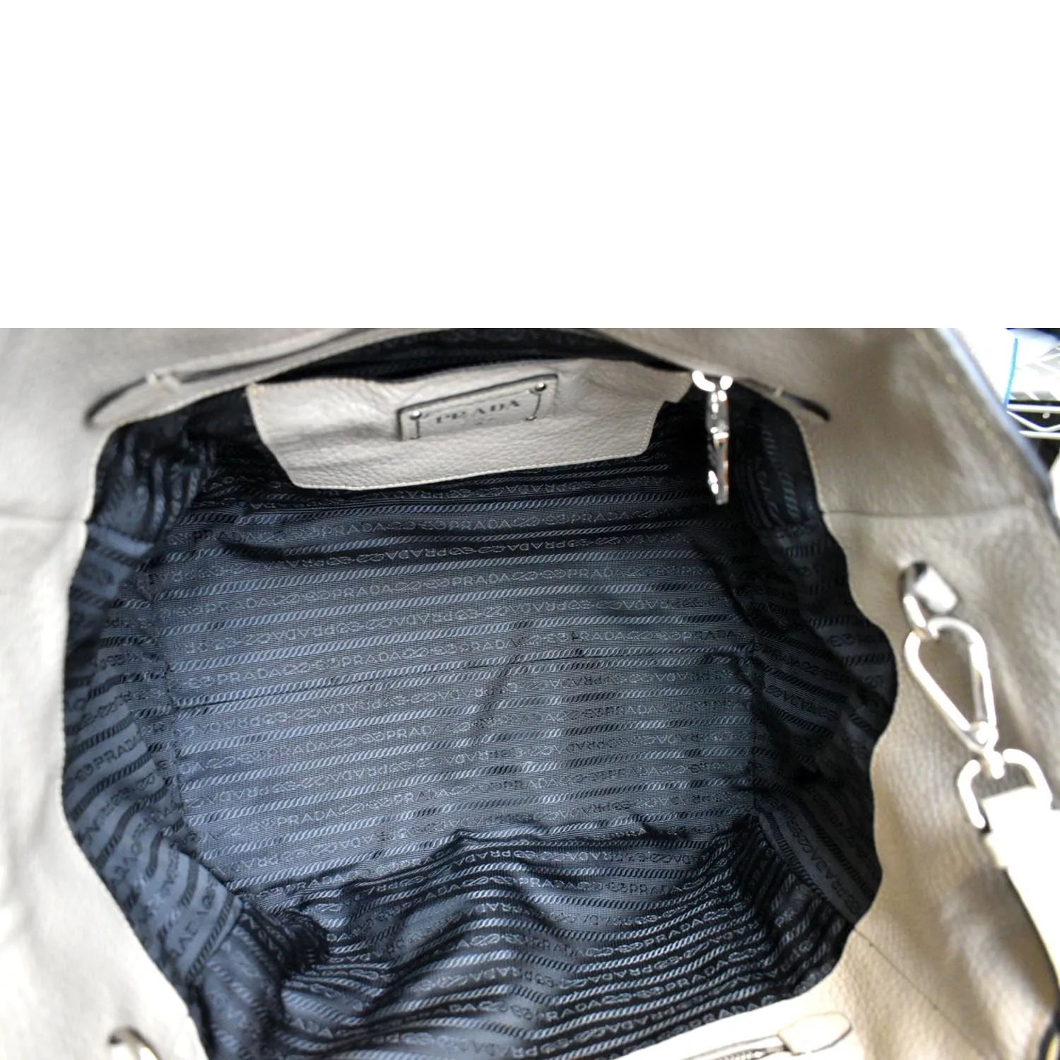 PRADA Leather Tote Shoulder Bag Tan