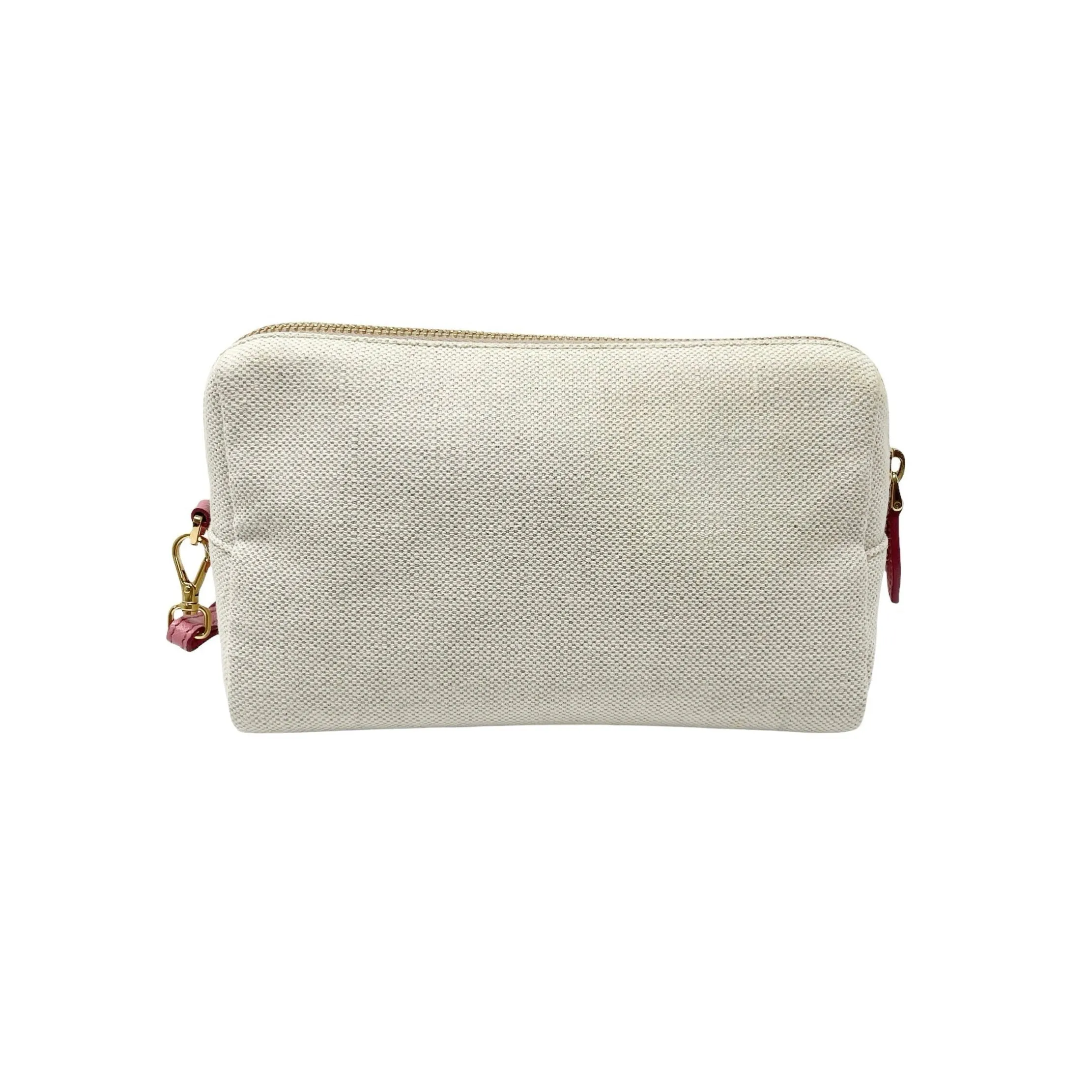 Prada Pink Canvas Logo Wristlet