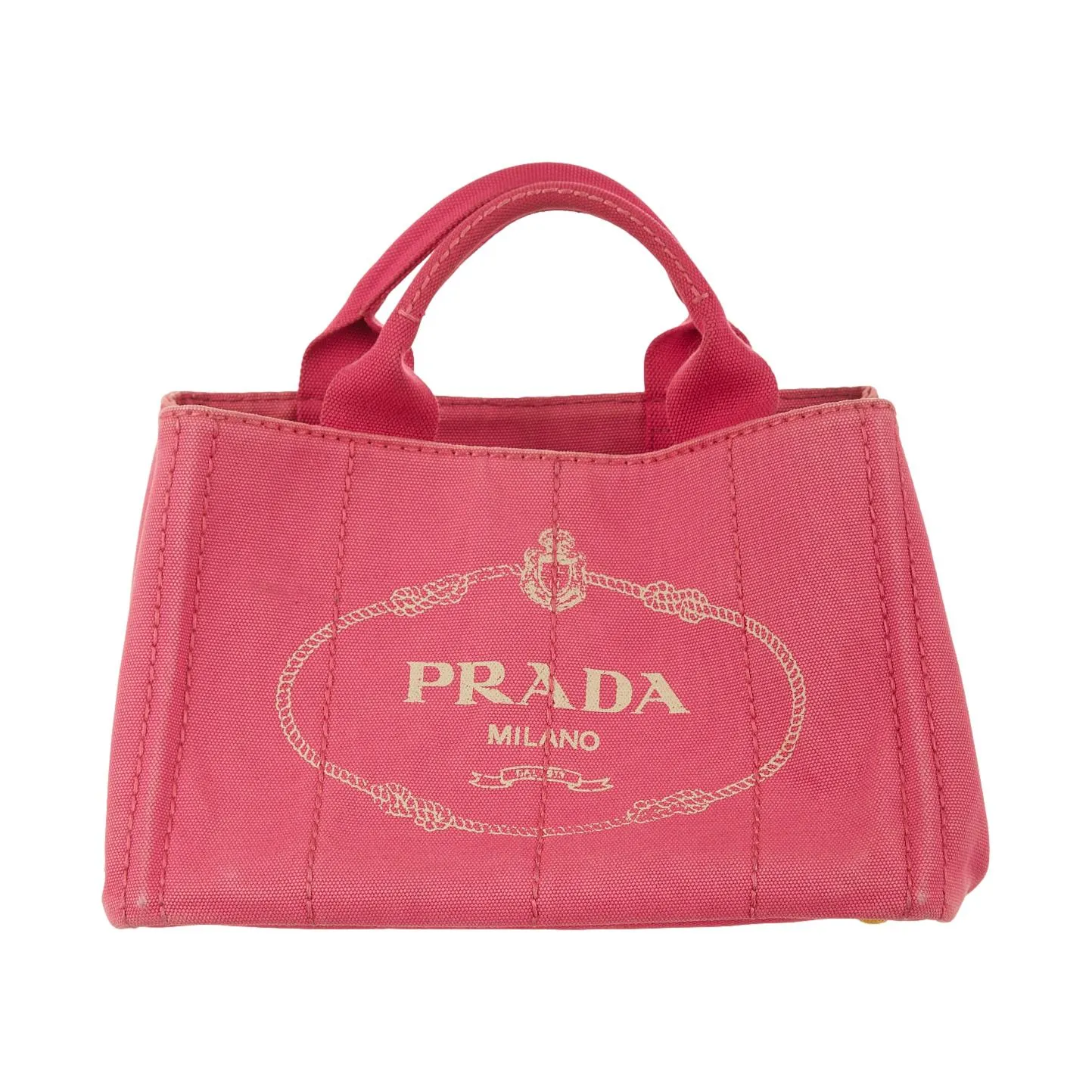 Prada Pink Logo Canapa Tote