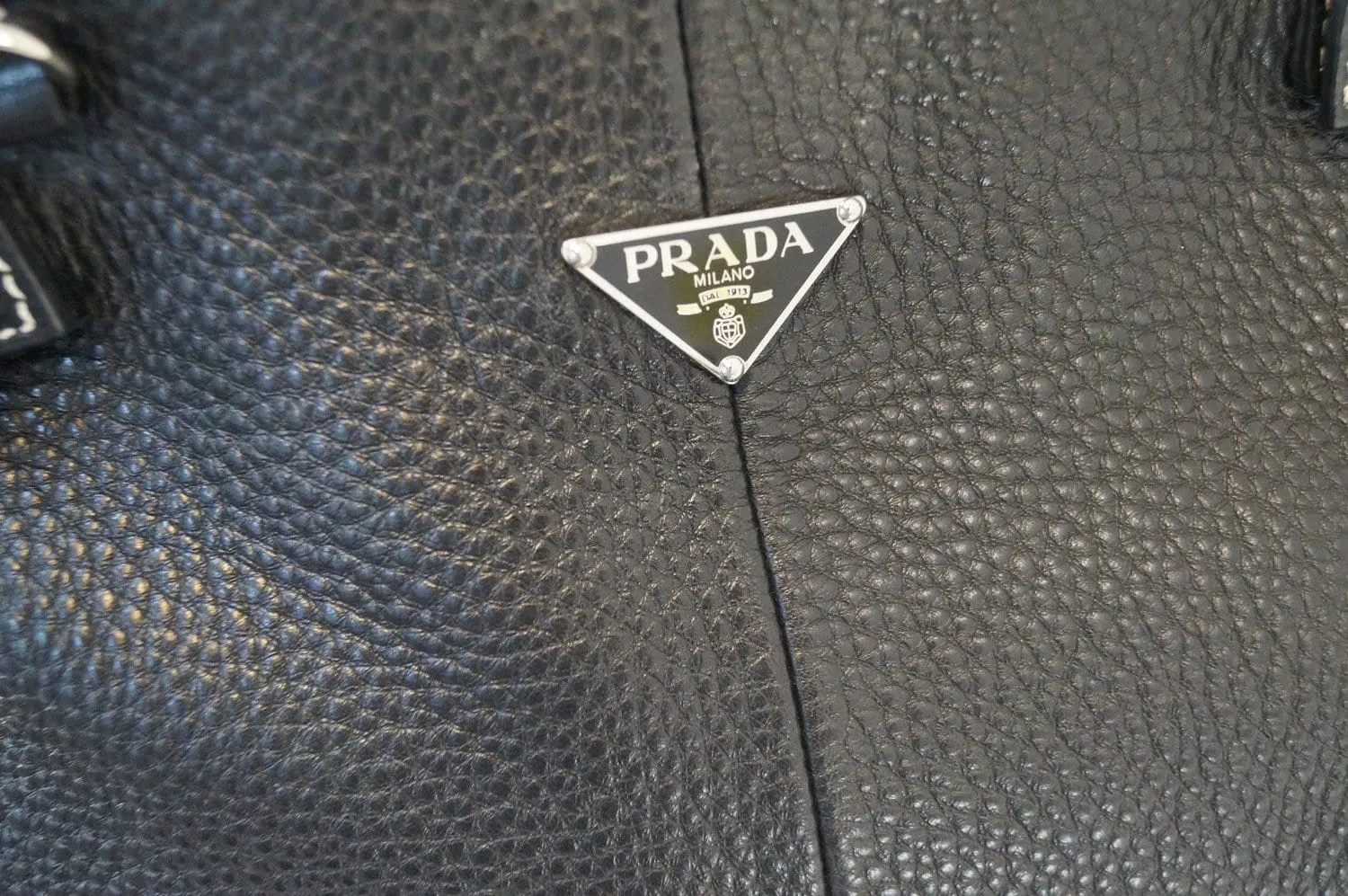 Prada Vitello Daino Black Calfskin Leather Shoulder Bag