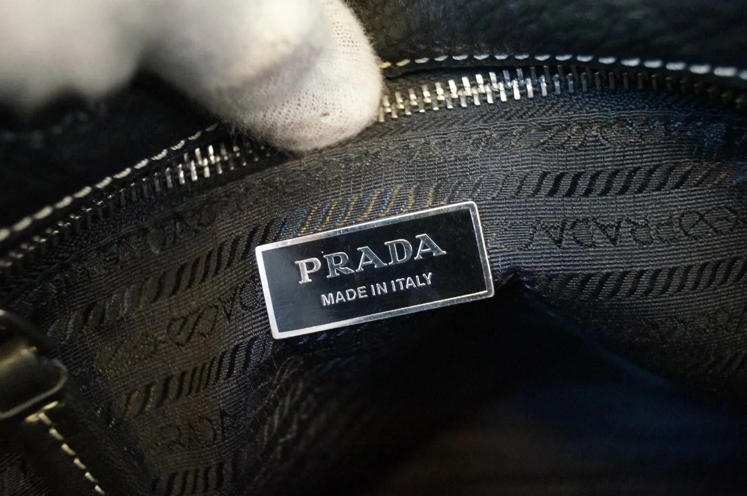 Prada Vitello Daino Black Calfskin Leather Shoulder Bag
