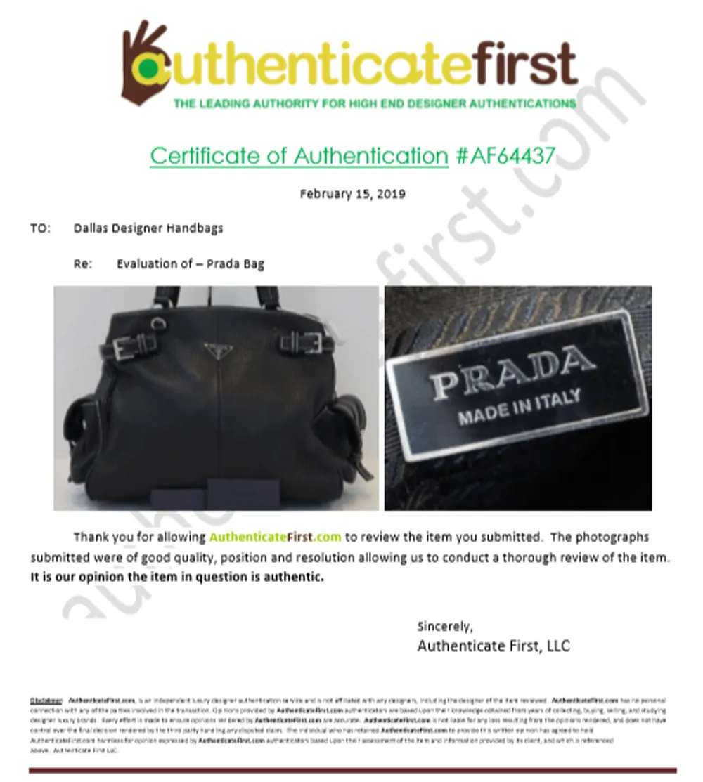 Prada Vitello Daino Black Calfskin Leather Shoulder Bag