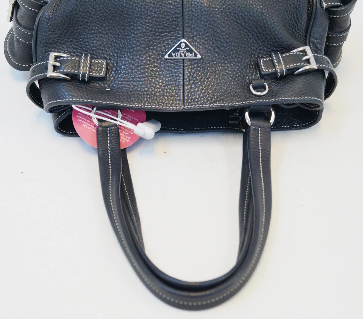 Prada Vitello Daino Black Calfskin Leather Shoulder Bag