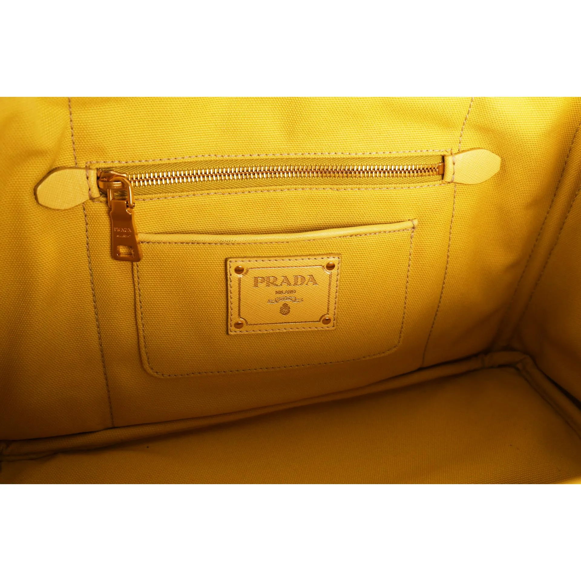 Prada Yellow Western Print Canapa Tote